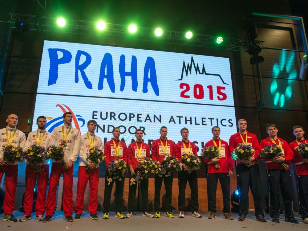 Halowe Mistrzostwa Europy Praga 2015 - dekoracje sztafet